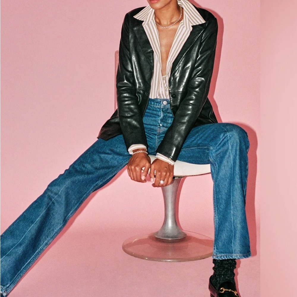 Ref x Veda Black Leather Blazer